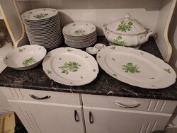 Meissen porcelán étkészlet, zöld mintás 38db