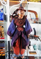 Antik burmai faragott fa marionett báb