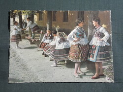 Képeslap,Sióagárd,népviselet,utca látkép,részlet, 1970-
