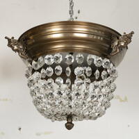 Kristály plafonier csillár, plasztikus angyal fejekkel díszítve