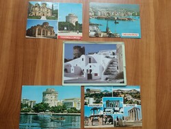 5 db lap egyben, Görögország, Athén, Korinthosz, Santorini, használt, postatiszta