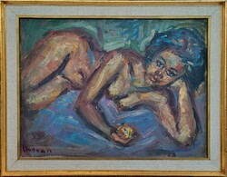 Lóránt Chovan (1913 - 2007) Reclining Nude, an Oil Painting with Original Guarantee!