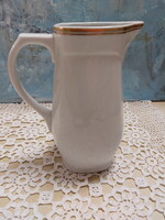 Zsolnay fehér, arany szélű porcelán kancsó, kanna