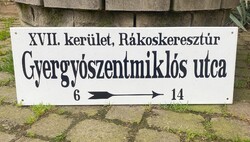 Gyergyószentmiklós utca (85 cm x 30 cm) - peremes utcatábla, zománctábla