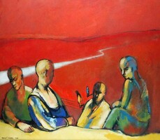 Kovács Tamás Vilmos - Beszélgetők 70 x 80 cm olaj, farost 2010