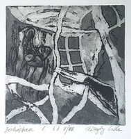 Kőszeghy Csilla - Bérházban I 14 x 14 cm rézkarc
