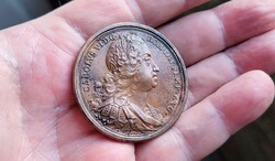 VI. Károly császár, bronz emlékérem 1734. Gyönyörű ritka gyűjtői darab.
