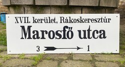 Marosfő utca (85 cm x 30 cm) - peremes utcatábla, zománctábla