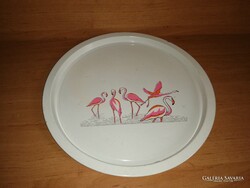 Régi fém tálca - flamingók - 33 cm (b)