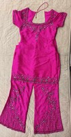 Vintage tradicionális pink indiai női kétrészes  ruha