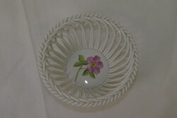 Herendi áttört mintás porcelán kosár tálka A234