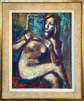 Chovan Lóránt (1913 - 2007) Olvasó Akt c. olajfestménye EREDETI GARANCIÁVAL !!