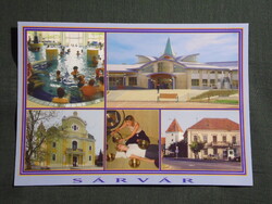 Képeslap,Sárvár,mozaik,Thermal hotel fürdő,templom,utca látkép,részlet, 2000-