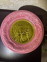 Villeroy&Boch  rózsaszín talpas kínáló majolika