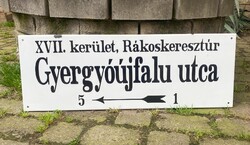 Gyergyóújfalu utca (85 cm x 30 cm) - peremes utcatábla, zománctábla