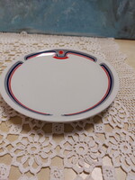 Retro Alföldi Bella porcelán kék piros menza mintás lapos tányér, 2db