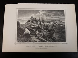 Segesvár - Hunfalvy - Rohbock acélmetszet, reprint, Erdély, Románia
