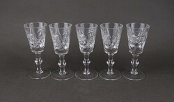1U813 Elegáns talpas csiszolt kristály rövid italos pohárkészlet 5 darab
