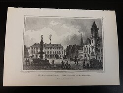 Főtér Pozsonyban - Hunfalvy - Rohbock acélmetszet, reprint Felvidék, Szlovákia