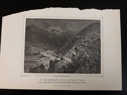 A Verestorony-szoros nyugati vége - Hunfalvy - Rohbock acélmetszet, reprint, Erdély, Románia