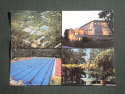 Képeslap,Siklós,Harkány,mozaik,vár,strand,medence látkép részlet, 1980-