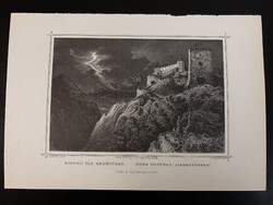 Barcarozsnyói vár Erdélyben - Hunfalvy - Rohbock acélmetszet, reprint, Erdély, Románia