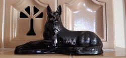 Mázas kerámia kutya figura