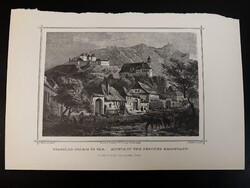 Brassó, az óváros és a vár - Hunfalvy - Rohbock acélmetszet, reprint, Erdély, Románia