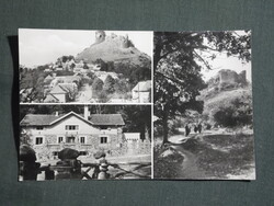 Képeslap,Salgótarján,mozaik,Salgó vár,turistaház látkép részlet, 1961-