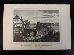 Barcaföldvár romjai - Hunfalvy - Rohbock acélmetszet, reprint, Erdély, Románia