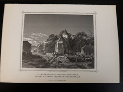 Fejéregyházi templom Erdélyben - Hunfalvy - Rohbock acélmetszet, reprint, Erdély, Románia