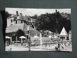 Képeslap,Sikonda,strand,medence,szálló látkép részlet, 1964-