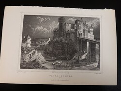Vajdahunyad - Hunfalvy - Rohbock acélmetszet, reprint, Erdély, Románia
