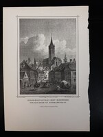 Evangélikus székesegyház Nagyszebenben - Hunfalvy - Rohbock acélmetszet, reprint, Erdély, Románia