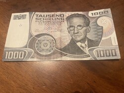 Régi 1000 osztrák Schilling – 1983 – Kiváló állapotban Erwin Schrödinger Ausztria
