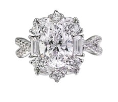 925 ezüst moissanite gyémánt gyűrű. 57