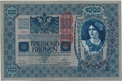 1000 korona 1902 függőleges osztrák bélyegzés hajtatlan aUNC