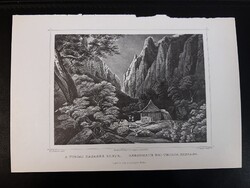 A tordai hasadék eleje - Hunfalvy - Rohbock acélmetszet, reprint, Erdély, Románia