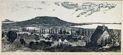 Badacsonyi látkép, Balaton-felvidék, 1969 - Csurgói Máté Lajos jelzett, kvalitásos rézkarca