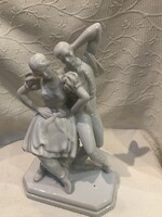 Herendi táncoló pár 27 cm fehér porcelán (01)