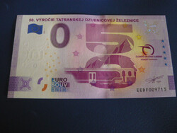SZLOVÁKIA 0 EURO 2021 TÁTRA VASÚT 50.ÉVFORULÓ! VONAT! RITKA EMLÉK PAPÍRPÉNZ! UNC!