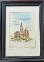 Jelzett , sorszámozott szinezett rézkarc - - St. Andras Bazilika A. Nobis 40/60