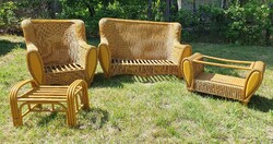 Régi retro eredeti fonott rattan bútor garnitúra ülőgarnitúra kerti garnitúra