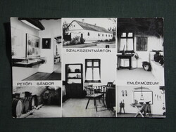Képeslap,Szalkszentmárton,mozaik,Petőfi Sándor múzeum látkép részlet, 1980-