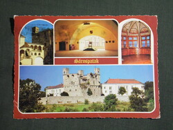 Képeslap,Sárospatak,mozaik,Rákóczi vár,lakótorony,múzeum látkép részlet, 1987-