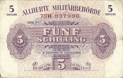 5 schilling 1944 Ausztria Militarbehörde katonai 1.