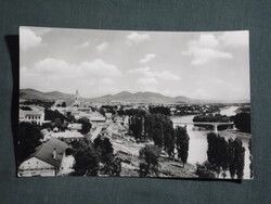 Képeslap,Sárospatak,Bodrog híd,városi látkép részlet, 1961-