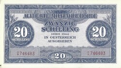 20 schilling 1944 Ausztria Militarbehörde katonai 3. hajtatlan aUNC