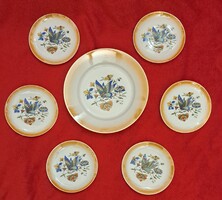 Antik Zsolnay pillangó mintás porcelán tányérok (L5537)
