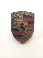 EREDETI,PORSCHE OLDTIMER AUTÓ,GÉPKOCSI,ZOMÁNCOS MOTORHÁZ JELVÉNY,EMBLÉMA